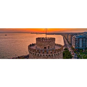 Lais Puzzle - Luftaufnahme des berühmten Weißen Turms von Thessaloniki bei Sonnenuntergang, Griechenland, Panorama - 1.000 Teile