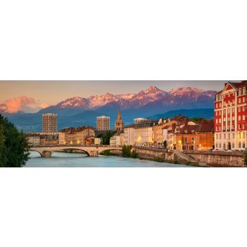Lais Puzzle - Grenoble. Stadtbild von Grenoble, Frankreich bei Sonnenuntergang, Panorama - 1.000 Teile