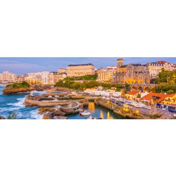 Lais Puzzle - Sonnenuntergang Blick auf Yachthafen in Biarritz, Frankreich, Panorama - 1.000 Teile