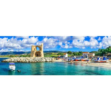 Lais Puzzle - Traditionelles Fischerdorf Briatico in Kalabrien mit türkisfarbenem Meer und altem sarazenischen Turm. Italien, Panorama - 1.000 Teile