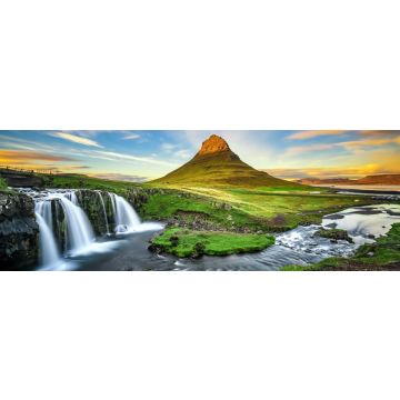 Lais Puzzle - Sonnenuntergang über Kirkjufellsfoss Wasserfall und Kirkjufell Berg in Island, Panorama - 1.000 Teile