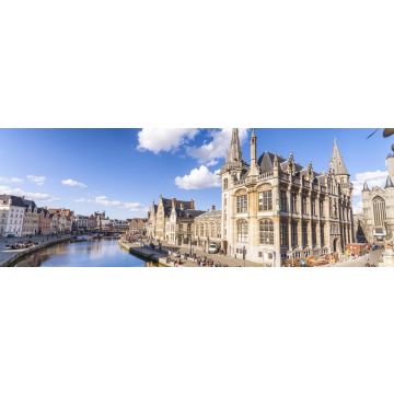 Lais Puzzle - Gent, Belgien: Touristen besuchen die alte mittelalterliche Stadt, Panorama - 1.000 Teile