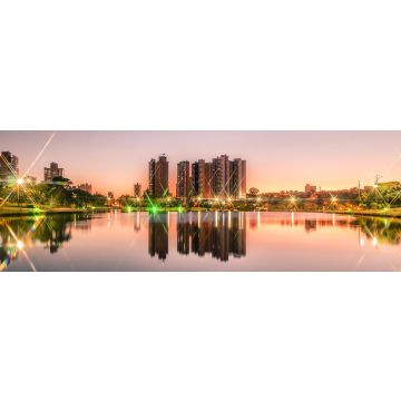 Lais Puzzle - Sonnenuntergang an einem See in einem Park mit der Stadt im Hintergrund, Brasilien, Panorama - 1.000 Teile