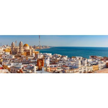 Lais Puzzle - Dächer der Altstadt und die Kathedrale de Santa Cruz am Morgen vom Turm Tavira in Cadiz, Andalusien, Spanien, Panorama - 1.000 Teile