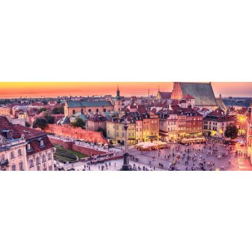 Lais Puzzle - Warschau, Polen: Schlossplatz und das Königsschloss, Zamek Krolewski w Warszawie im Sonnenuntergang des Sommers, Panorama - 1.000 Teile