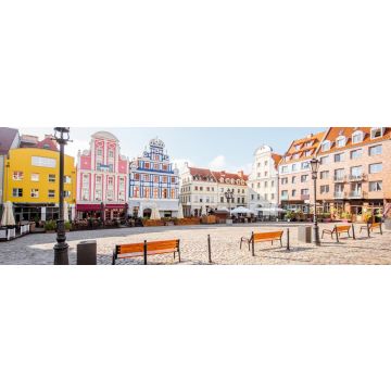 Lais Puzzle - Blick auf den Marktplatz mit schönen bunten Gebäuden im Morgenlicht in Stettin, Polen, Panorama - 1.000 Teile