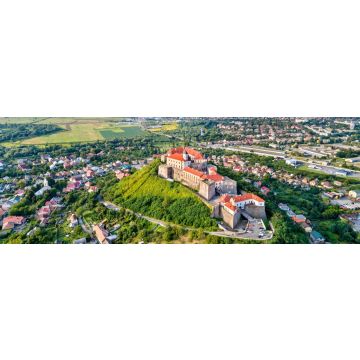 Lais Puzzle - Luftaufnahme von Mukatschewo mit der Burg Palanok in der Ukraine, Panorama - 1.000 Teile