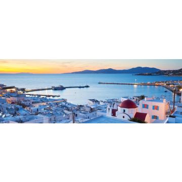 Lais Puzzle - Blick auf Mykonos-Stadt und die Insel Tinos in der Ferne, Griechenland, Panorama - 1.000 Teile