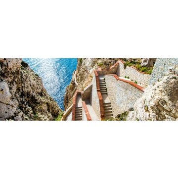 Lais Puzzle - Die Treppe, die zur Neptun-Grotte in der Nähe von Alghero auf Sardinien, Panorama - 1.000 Teile