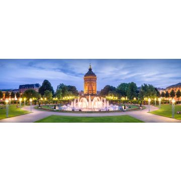 Lais Puzzle - Mannheim Rosengarten und Wasserturm bei Nacht, Panorama - 1.000 Teile