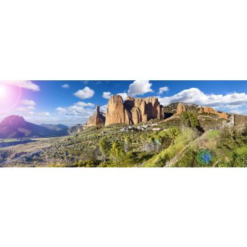 Lais Puzzle - Landschaft der Pyrenäen. Mallos de Riglos, Spanien, Aragonien. Reise- und Abenteuerlandschaft. Wälder und Täler mit Sonnenuntergang, Panorama - 1.000 Teile