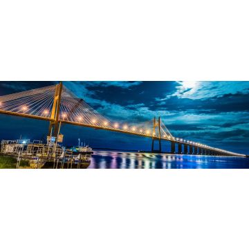 Lais Puzzle - Blick auf die Hängebrücke Ingeniero Marcial Candioti bei Sonnenuntergang, Santa Fe, Argentinien, Panorama - 1.000 Teile