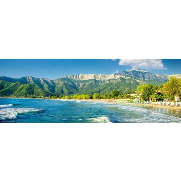 Lais Puzzle - Psili Ammos Strand, Insel Thasos, Griechenland. Er ist auch als Goldener Strand bekannt. Er befindet sich zwischen Skala Panagia und Skala Potamia, Panorama - 1.000 Teile