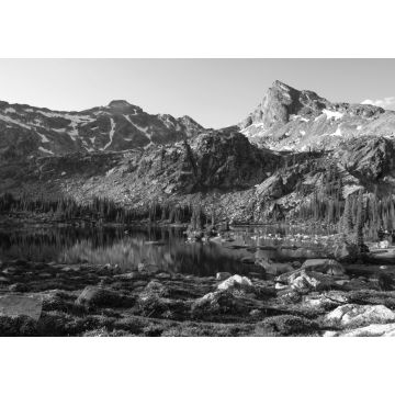 Lais Puzzle - Ruhige Spiegelung der Berge im See, Morgenlicht. Gwillim Lakes, Valhalla Provincial Park, BC, West Kootenays, Kanada in schwarz weiß - 1.000 Teile