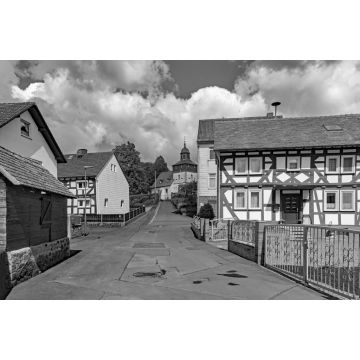Lais Puzzle - Altstadt von Bindsachsen, einem Ortsteil von Kefenrod in Hessen, Deutschland in schwarz weiß - 2.000 Teile
