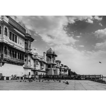 Lais Puzzle - Schöne Aufnahme des Gangaur Ghat in Udaipur, Indien in schwarz weiß - 1.000 Teile