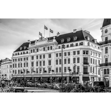 Lais Puzzle - Blick auf den Platz Kongens Nytorv in Kopenhagen mit dem Hotel d'Angleterre im Hintergrund in schwarz weiß - 2.000 Teile