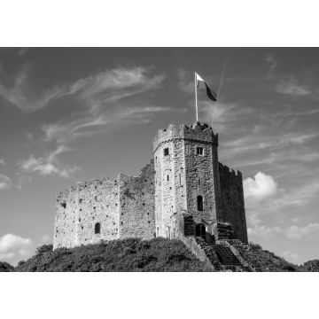 Lais Puzzle - Cardiff Castle Wales UK in der Castle Street ist eine normannische Festung aus dem 12. in schwarz weiß - 1.000 Teile