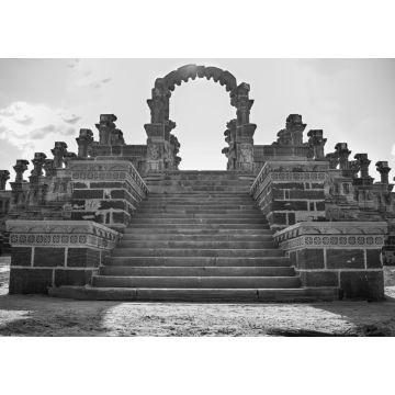 Lais Puzzle - Blick auf den alten historischen Ort Chattardi in Bhuj, Gujarat, Indien in schwarz weiß - 1.000 Teile
