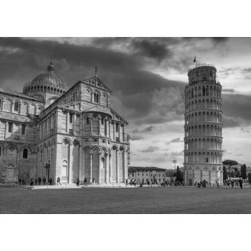 Lais Puzzle - Kathedrale und der Schiefe Turm von Pisa bei Sonnenuntergang, Italiens größtes Wahrzeichen in schwarz weiß - 1.000 Teile