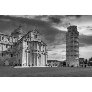 Lais Puzzle - Kathedrale und der Schiefe Turm von Pisa bei Sonnenuntergang, Italiens größtes Wahrzeichen in schwarz weiß - 2.000 Teile