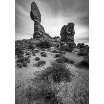 Lais Puzzle - Ausbalancierter Felsen im Arches-Nationalpark, Utah, USA in schwarz weiß - 1.000 Teile