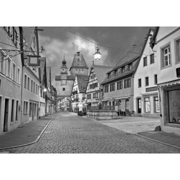 Lais Puzzle - Rothenburg ob der Tauber. Deutsche Straßenarchitektur der mittelalterlichen deutschen Stadt Rothenburg ob der Tauber Abendansicht in schwarz weiß - 1.000 Teile