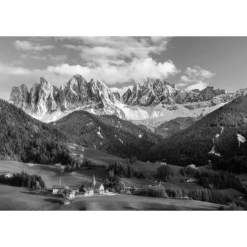Lais Puzzle - Schöne Landschaft der italienischen Dolomiten - Santa Magdalena in schwarz weiß - 1.000 Teile