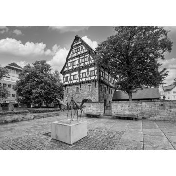Lais Puzzle - Göppingen Baden-Württemberg Deutschland Fachwerk Umgebindehaus Stuttgart in schwarz weiß - 1.000 Teile