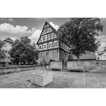 Lais Puzzle - Göppingen Baden-Württemberg Deutschland Fachwerk Umgebindehaus Stuttgart in schwarz weiß - 2.000 Teile