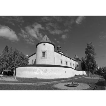 Lais Puzzle - Burg Bytca, eine Wasserburg aus dem 13. Jahrhundert, die im 16. Jahrhundert im Stil der Renaissance umgebaut wurde. Slowakei in schwarz weiß - 1.000 Teile