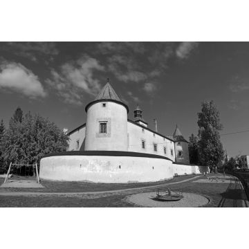 Lais Puzzle - Burg Bytca, eine Wasserburg aus dem 13. Jahrhundert, die im 16. Jahrhundert im Stil der Renaissance umgebaut wurde. Slowakei in schwarz weiß - 2.000 Teile