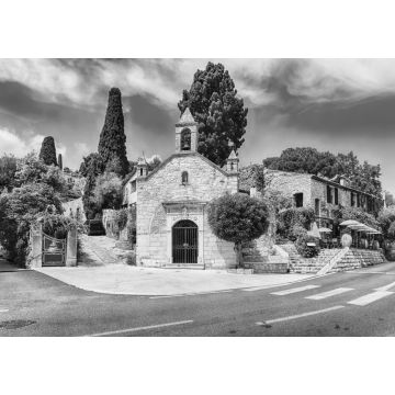 Lais Puzzle - Malerische Kirche in Saint-Paul-de-Vence, Côte d'Azur in schwarz weiß - 1.000 Teile