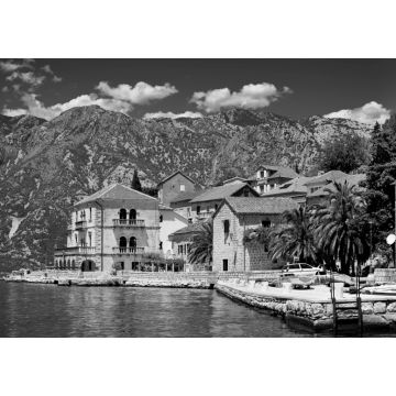 Lais Puzzle - Stadt Perast in Montenegro in schwarz weiß - 1.000 Teile