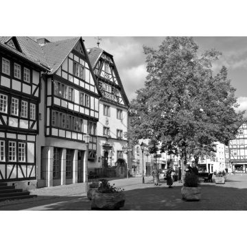 Lais Puzzle - Fachwerkhäuser am Marktplatz in Rotenburg a.d. Fulda in schwarz weiß - 1.000 Teile