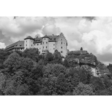 Lais Puzzle - Burg Rabenstein im Ahorntal, Fränkische Schweiz, Landkreis Bayreuth, Franken, Oberfranken, Bayern, Deutschland in schwarz weiß - 1.000 Teile