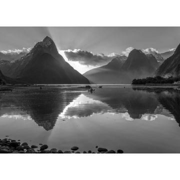 Lais Puzzle - Mitre Peak Sonnenuntergang - Neuseeland in schwarz weiß - 1.000 Teile