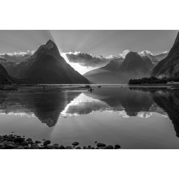 Lais Puzzle - Mitre Peak Sonnenuntergang - Neuseeland in schwarz weiß - 2.000 Teile