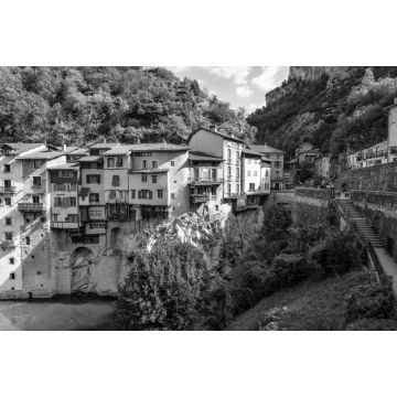 Lais Puzzle - Pont en Royans im Vercors-Nationalpark, Rhône-Alpes, Frankreich in schwarz weiß - 2.000 Teile