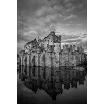 Lais Puzzle - Das Schloss Gravensteen in Gent, Belgien in schwarz weiß - 2.000 Teile