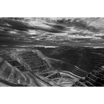 Lais Puzzle - Super Pit Goldmine im Tagebau, Kalgoorlie Westaustralien in schwarz weiß - 2.000 Teile