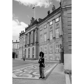 Lais Puzzle - Palastwache vor dem Schloss Amalienborg in der Kopenhagener Innenstadt in schwarz weiß - 1.000 Teile