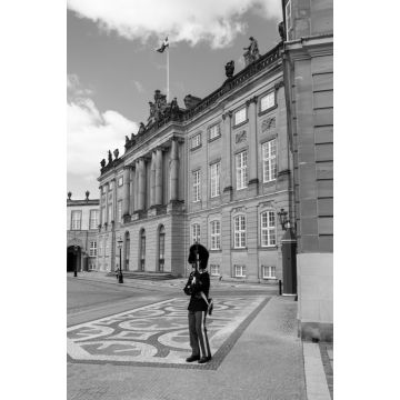 Lais Puzzle - Palastwache vor dem Schloss Amalienborg in der Kopenhagener Innenstadt in schwarz weiß - 2.000 Teile