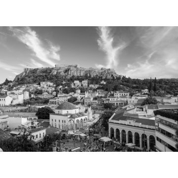 Lais Puzzle - Panoramablick auf den Monastiraki-Platz und die Akropolis bei Sonnenuntergang in Athen Griechenland in schwarz weiß - 1.000 Teile