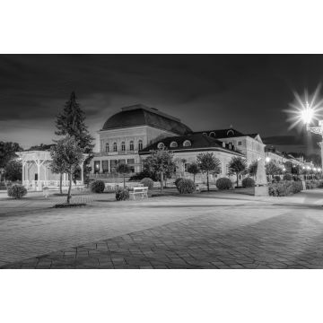 Lais Puzzle - Abendfotografie des kleinen tschechischen Kurortes Františkovy Lázně (Franzensbad) - Tschechische Republik, Europa in schwarz weiß - 2.000 Teile
