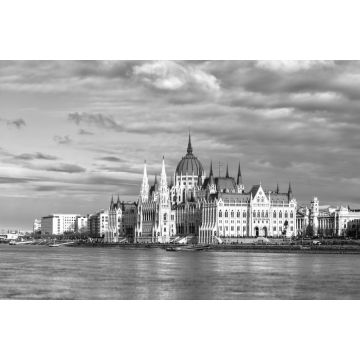 Lais Puzzle - Das ungarische Parlament an der Donau. Budapest, Ungarn in schwarz weiß - 2.000 Teile