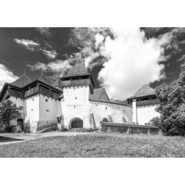 Lais Puzzle - Viscri, Rumänien - sächsische mittelalterliche Kirche in Siebenbürgen, Weltkulturerbe in schwarz weiß - 1.000 Teile