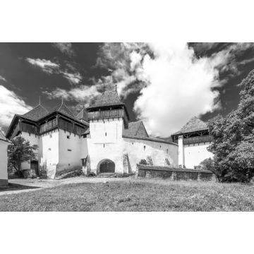 Lais Puzzle - Viscri, Rumänien - sächsische mittelalterliche Kirche in Siebenbürgen, Weltkulturerbe in schwarz weiß - 2.000 Teile