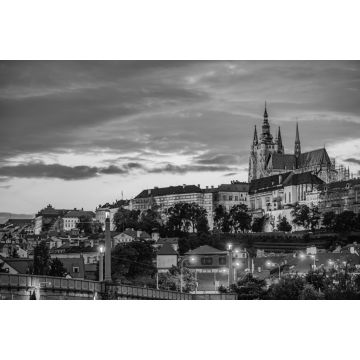 Lais Puzzle - Stadtbild von Prag mit der berühmten Burg bei Sonnenuntergang in schwarz weiß - 2.000 Teile
