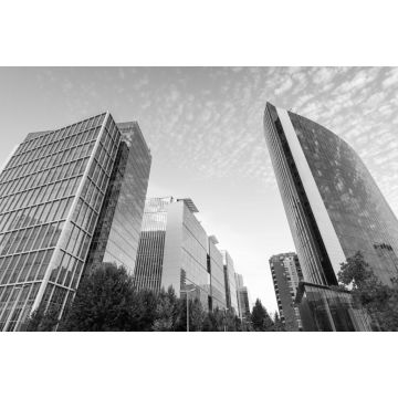 Lais Puzzle - Nueva Las Condes, der neue Finanzdistrikt in Santiagode Chile, Heimat von hochwertigen Firmengebäuden in der Calle Alonso de Cordova in schwarz weiß - 2.000 Teile